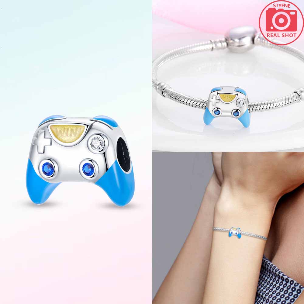 Copper Blue Heart Game Console Camera Football T-Shirt Charm For Original Bracelet Woman Girl Jewelry