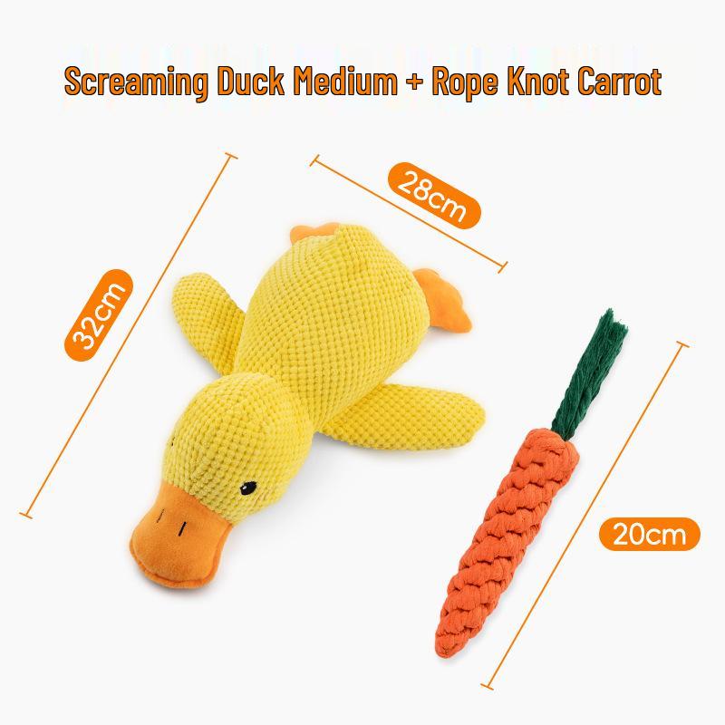 Plüsch Schläfchen-Ente Beißspielzeug für kleine & mittelgroße Hunde - Bissfest & Geräuschemission zur Langeweilebekämpfung