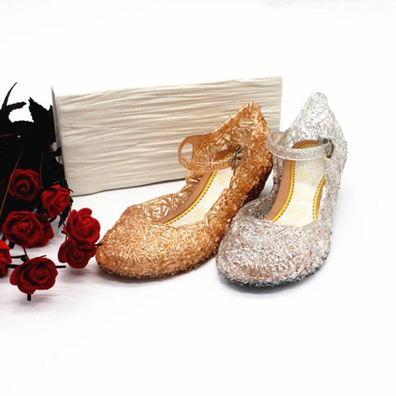 Girls Sandals Jelly Crystal Shoes Kids Wedge Princess Shoes Wedge Sandals Hollow Plastic Bird Nest Shoes Summer Beach Hole Women