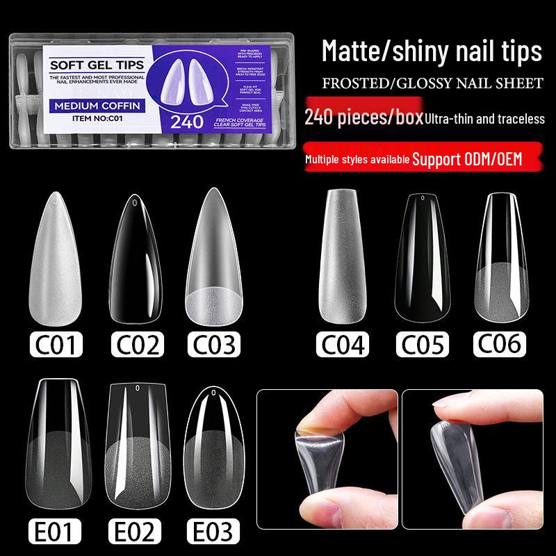 

Ultra-Thin Seamless Ballet Teardrop Nail Tips, Full Cover, 240-Piece Set