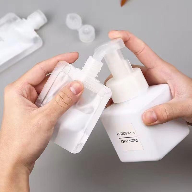 30/50/100ML Thickened Travel Size Refillable Pouch Portable Cosmetic Squeeze Bag for Lotion Shampoo Shower Gel Facial Cleanser