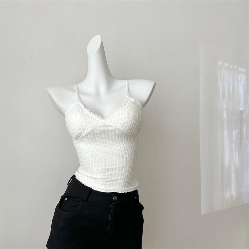 

Элегантная кружевная майка с V-образным вырезом: Закрывает подмышечный жир, Встроенные чашечки, Красивый дизайн спины One Size (suitable for 80-125 jin, high quality) белый