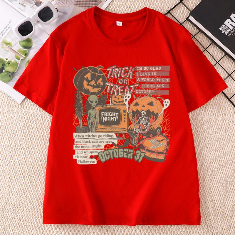 Halloween Retro T Shirt Unisex Unisex Spooky Season Ghost Tee Cotton Short Sleeve Round Neck Printed Tshirt Unisex Clothing