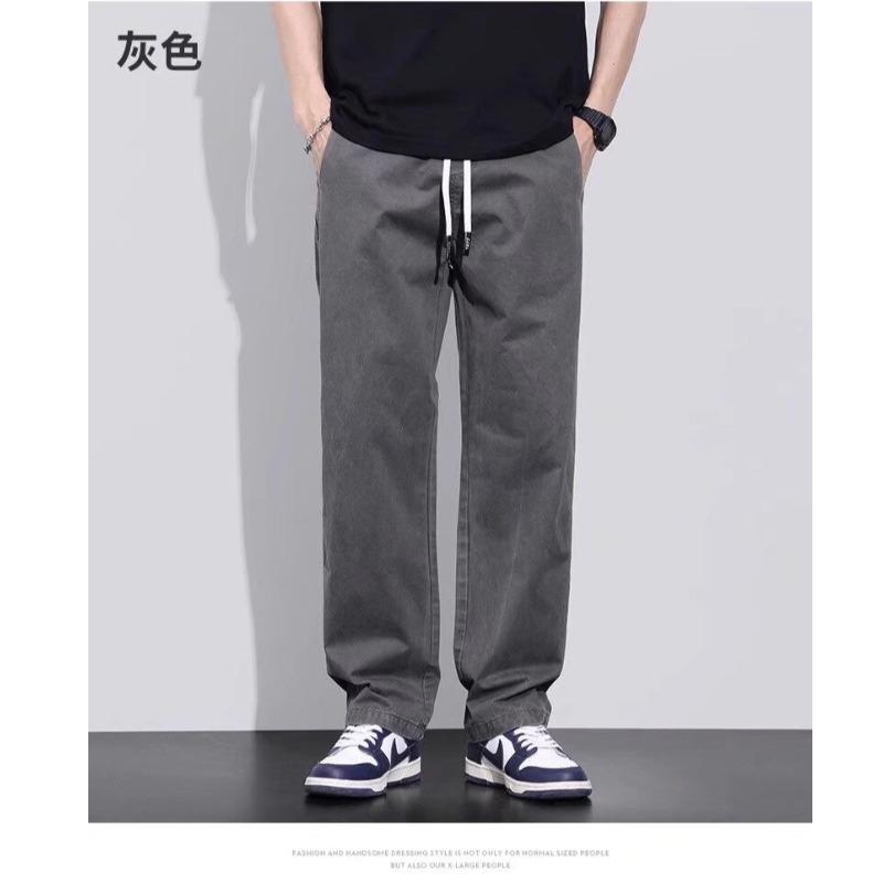 Casual Pants Men s Spring and Autumn New Straight Loose Pants Men s Summer Wide-leg Tooling Trousers M серый