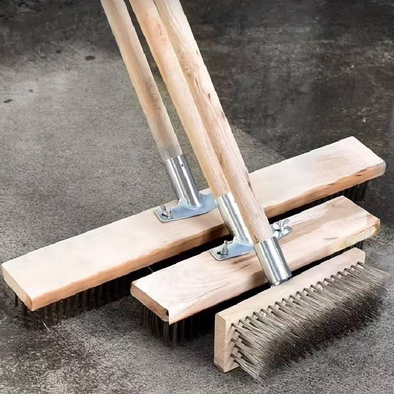 Large Durable Steel Wire Floor Brush With Extended Handle For Easy Floor Maintenance