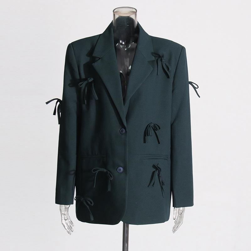Summer 2026 Women's Casual Blazer with 3D Bow Patchwork Design