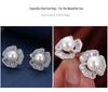 Elegant Pearl and Rhinestone Stud Earrings - Women's Stylish European and American Copper Accessories