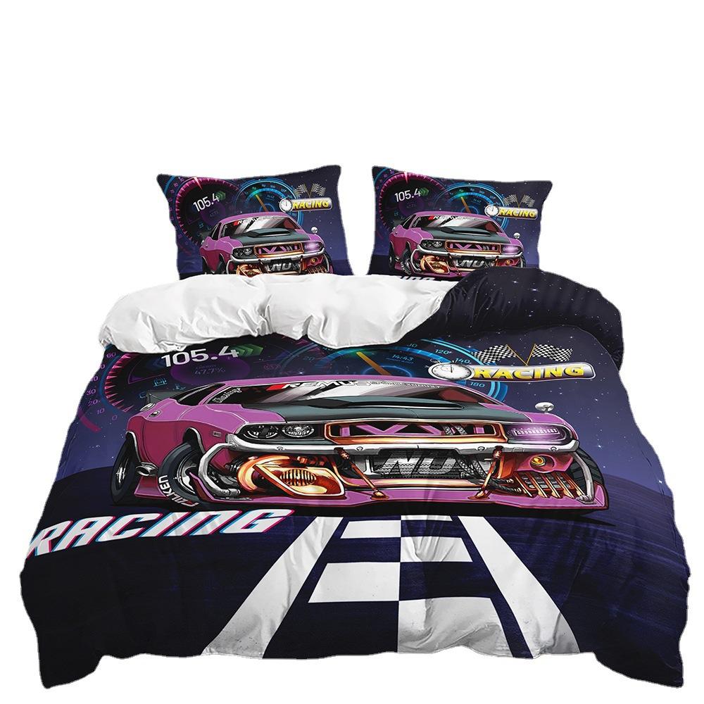 Three-Piece Racing Car Quilt Cover Two-Piece Bedding Digital Printing Kit