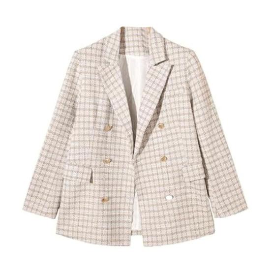 Damen Anzugmantel Revers Langarm Zweireihig Businessjacke mit Pattentaschen