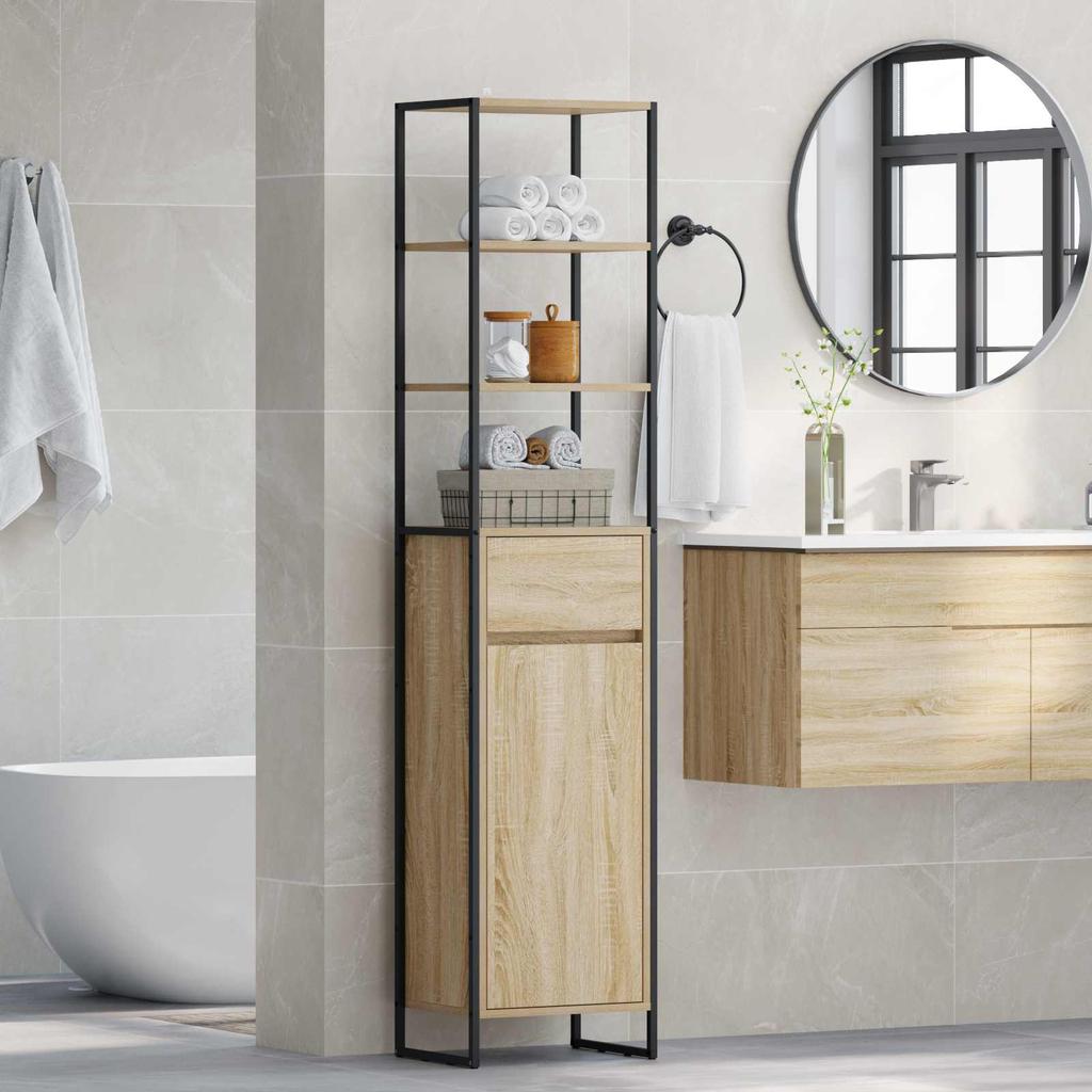 Bathroom Cabinet with Door Sonoma 40 X 30 X 180 Cm Engineered Wood