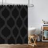 1pc Geometric Print Waterproof Black Shower Partition Privacy Hanging Curtain with 12 Hooks Multiple Sizes Easy Installation
