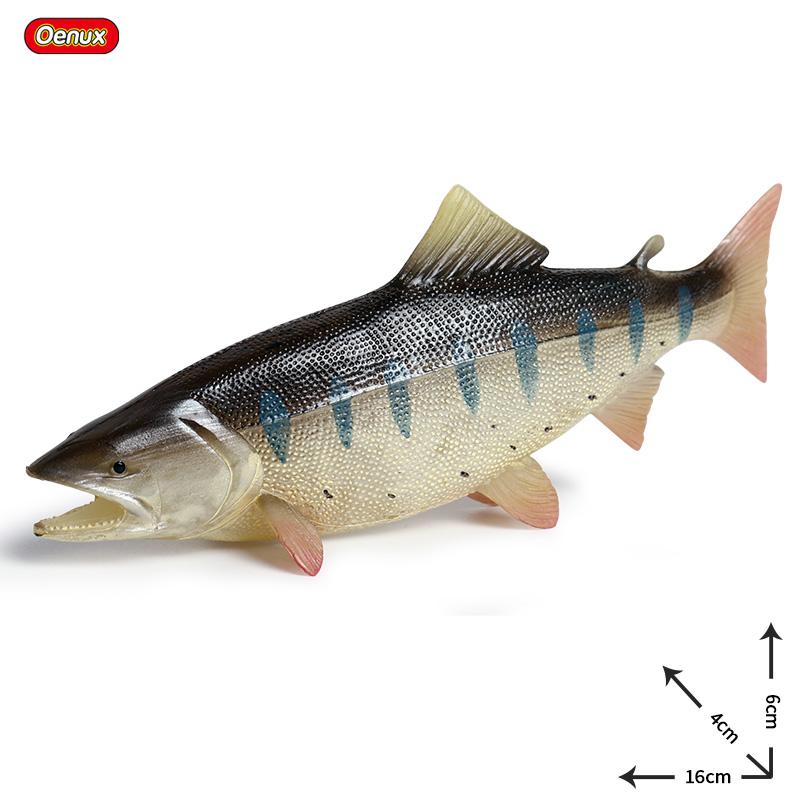Oenux Sea Life Animals Model Action Figures Ocean Fish Sailfish Bass Grouper Salmon Aquarium Figurines PVC Educational Kids Toy