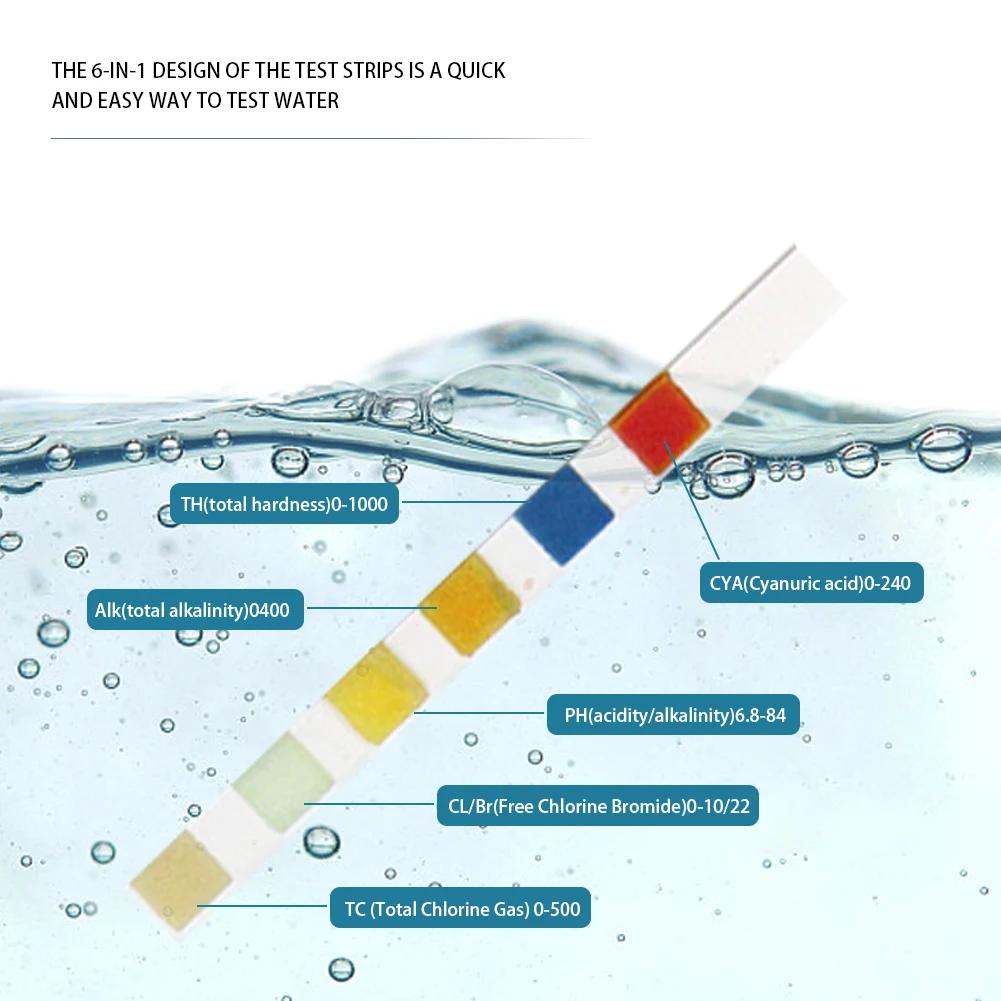 50pcs Test Strips Multipurpose 3-in-1 Residual Chlorine PH Value Alkalinity Test Strip Easy Detection for Pool Spa Aquarium