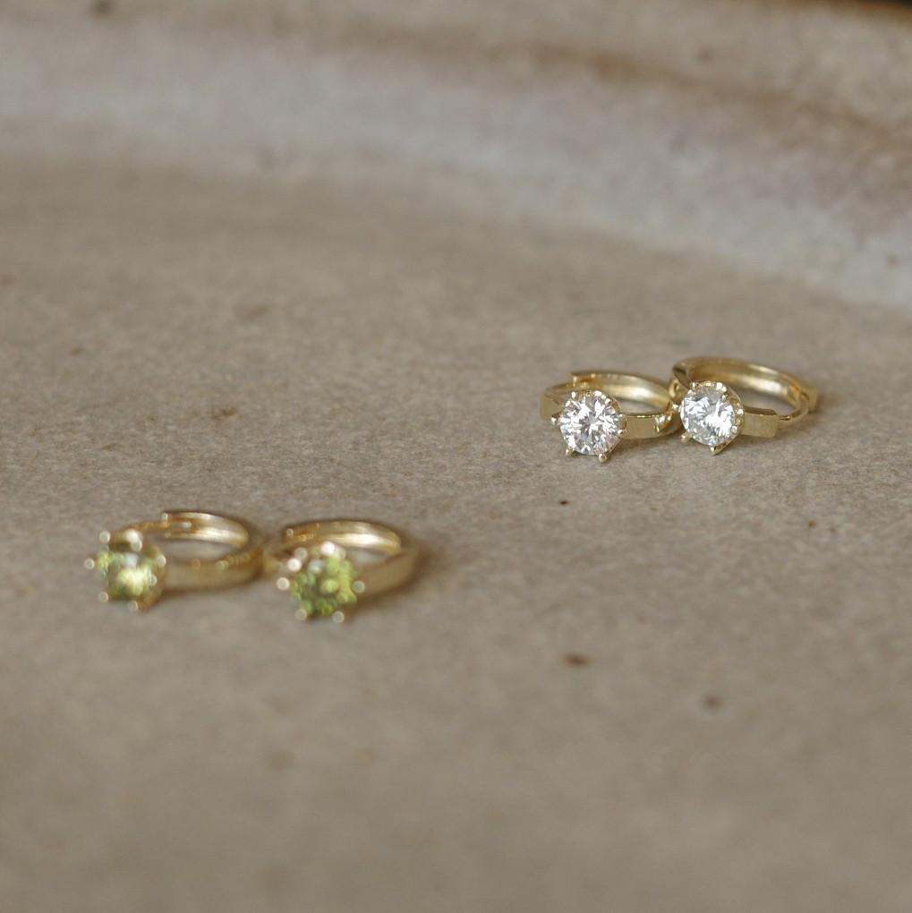 

925 Sterling Silver Inlay Shiny Zircon Earrings for Women Korean Temperament 14K Gold Plated Jewelry Green Zircon