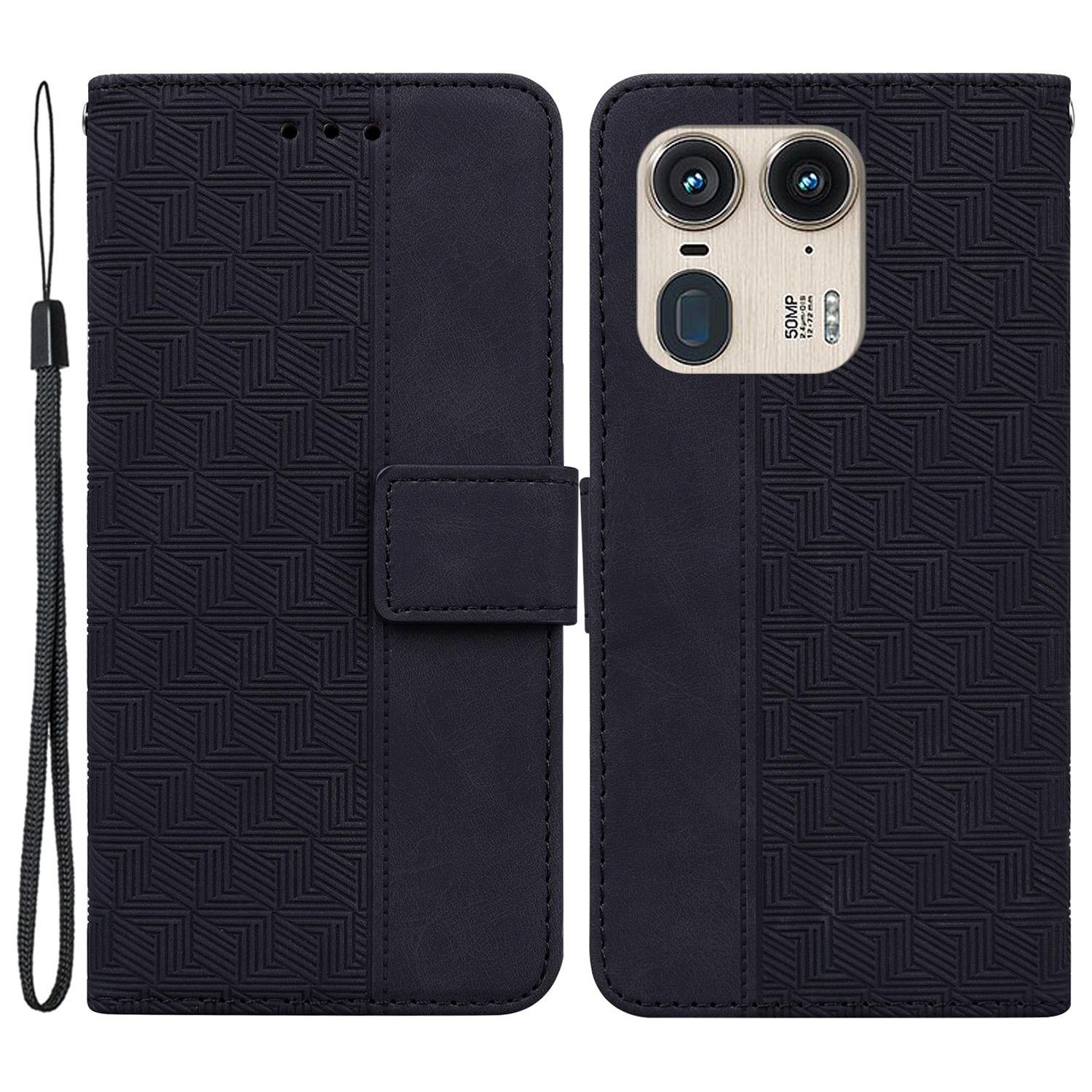 

For Motorola Edge 50 Ultra 5G/Moto X50 Ultra 5G Stand Mobile Phone Case PU Leather Wallet Phone Cover with Imprinted Pattern Black