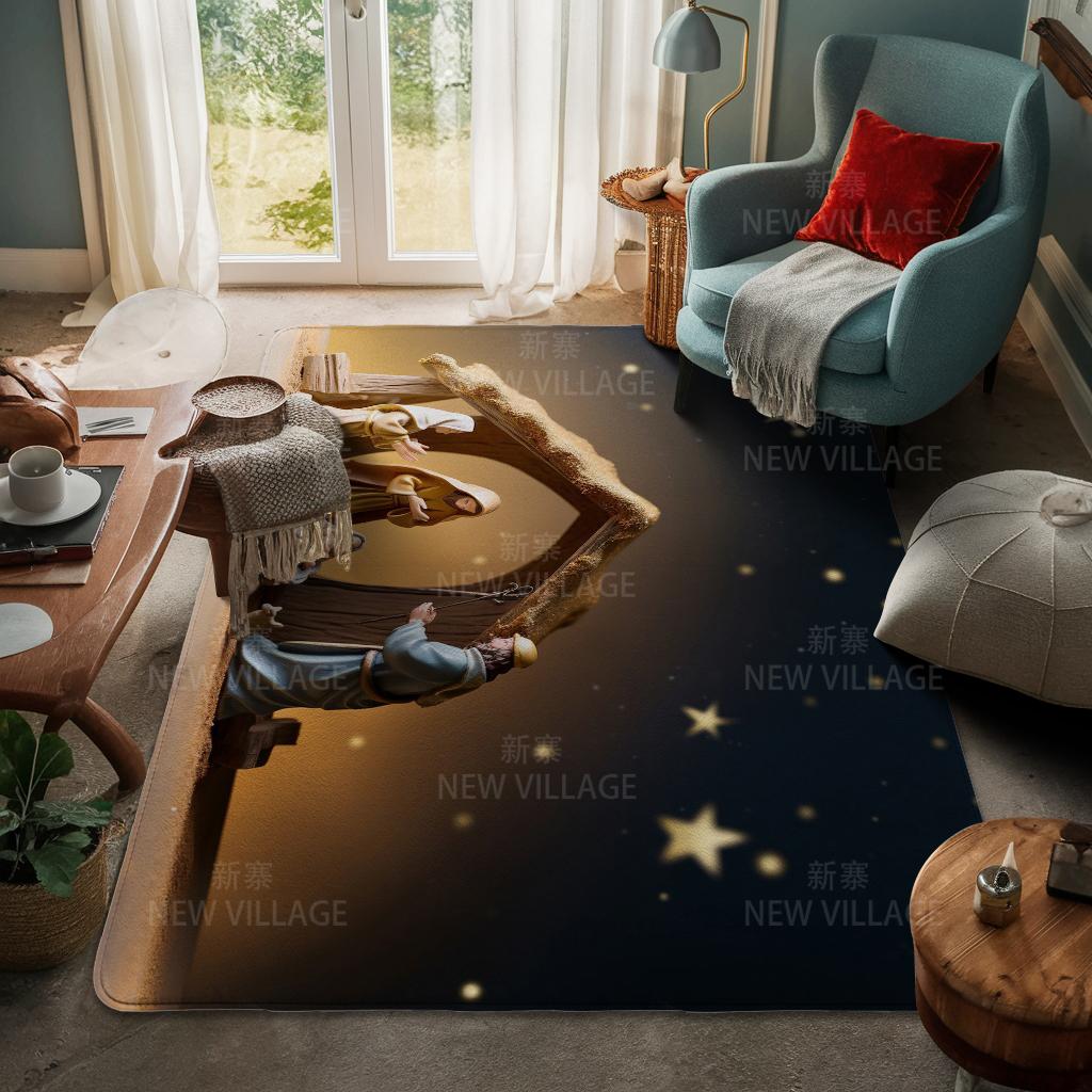 House Entrance Carpet Home Door Mat Living Room Bath Foot Bathroom Non-slip Water Absorption Rugs Bath Merry Christmas Winter