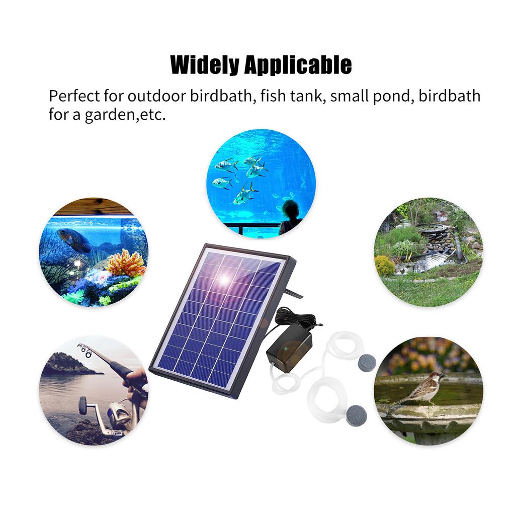 6W Solar Oxygen Pump Fish Tank Oxygenator Aquarium Oxygen Aerator Air Pump Fishing Aerator with