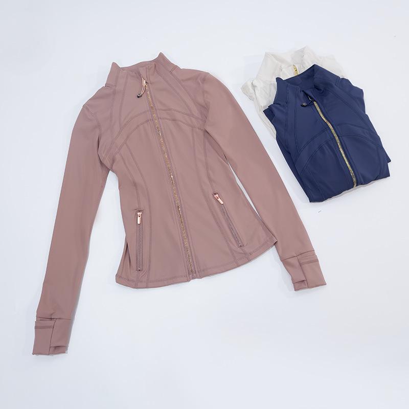 Damen 2.0 Classic Jacke mit goldenem Reißverschluss - Dünnes, hochelastisches Nylon für Frühling/Sommer Sport & Yoga