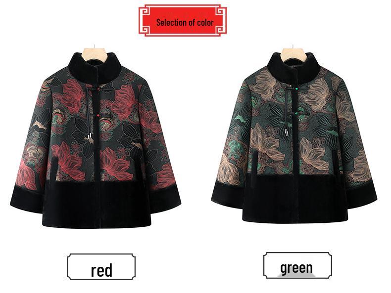 Grandma's Spring Outerwear: Stylish Collared Long-Sleeve Top for Elderly Women, Perfect for Spring and Autumn