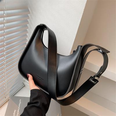 Small Designer Women's Black Bag Simple Retro Crossbody Bags Luxury Pu Leather Female Handbags Pure Color Bucket Shoulder Sac