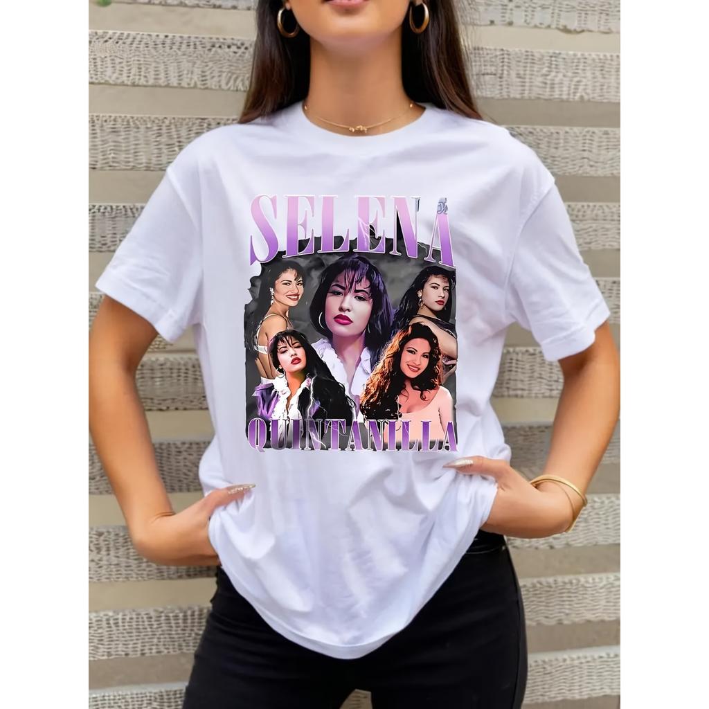 Casual Women'S Short-Sleeve Top with A Printed Design, Perfect for Spring and Summer, Featuring A Stylish Round Neckline