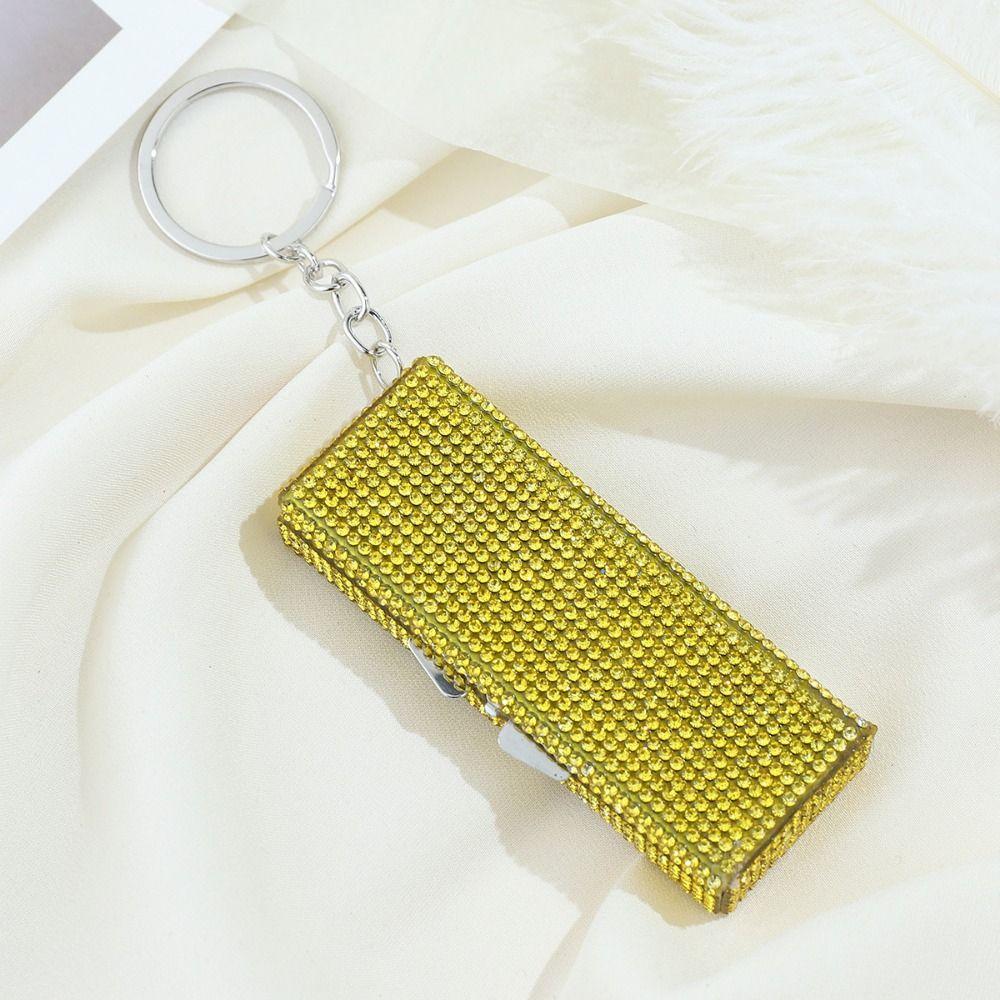 Shiny Rhinestone Mini Metal Pill Box Portable Keychain Travel Pill Organizer Moisture-proof 6 Grids Pill Case Container