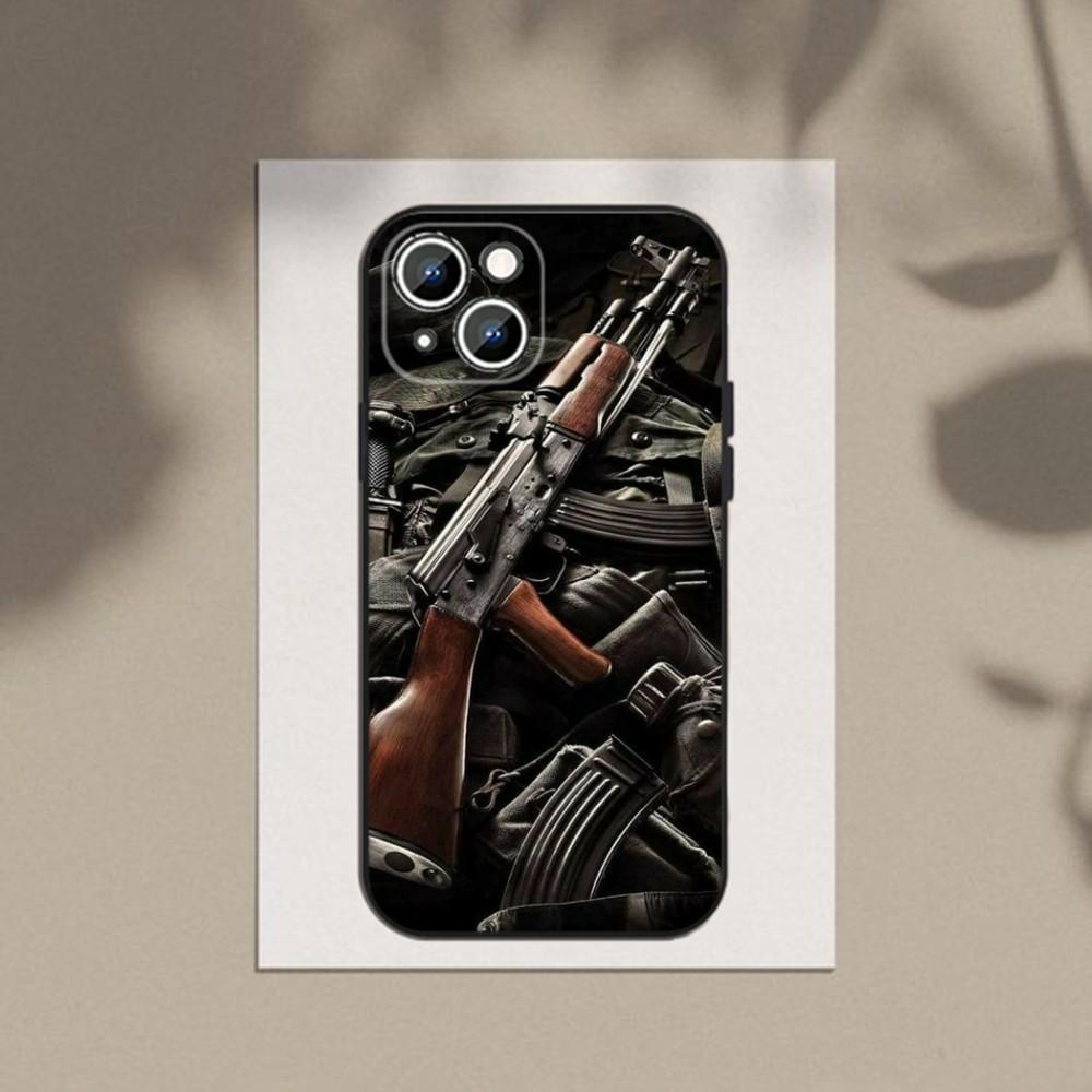 Ak-47 King of Guns Phone Case Phone Case For Apple iPhone 15,14,13,12,11,XS,XR,X,8,7,Pro,Max,Plus,mini Silicone Black Cover