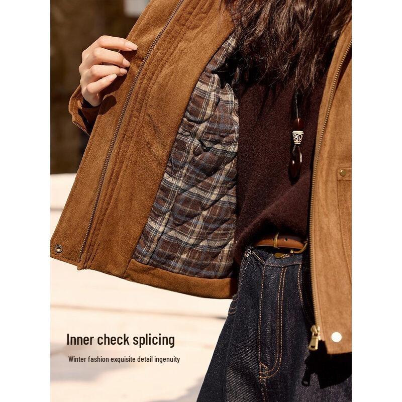 XWI Women's Maillard Suede Plaid Padded Jacket