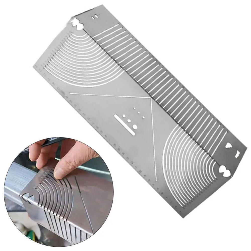Metal Marking Pipe Cutting Guide Stainless Steel Four-sided Ruler Angle Arc Marking Tool  DIY