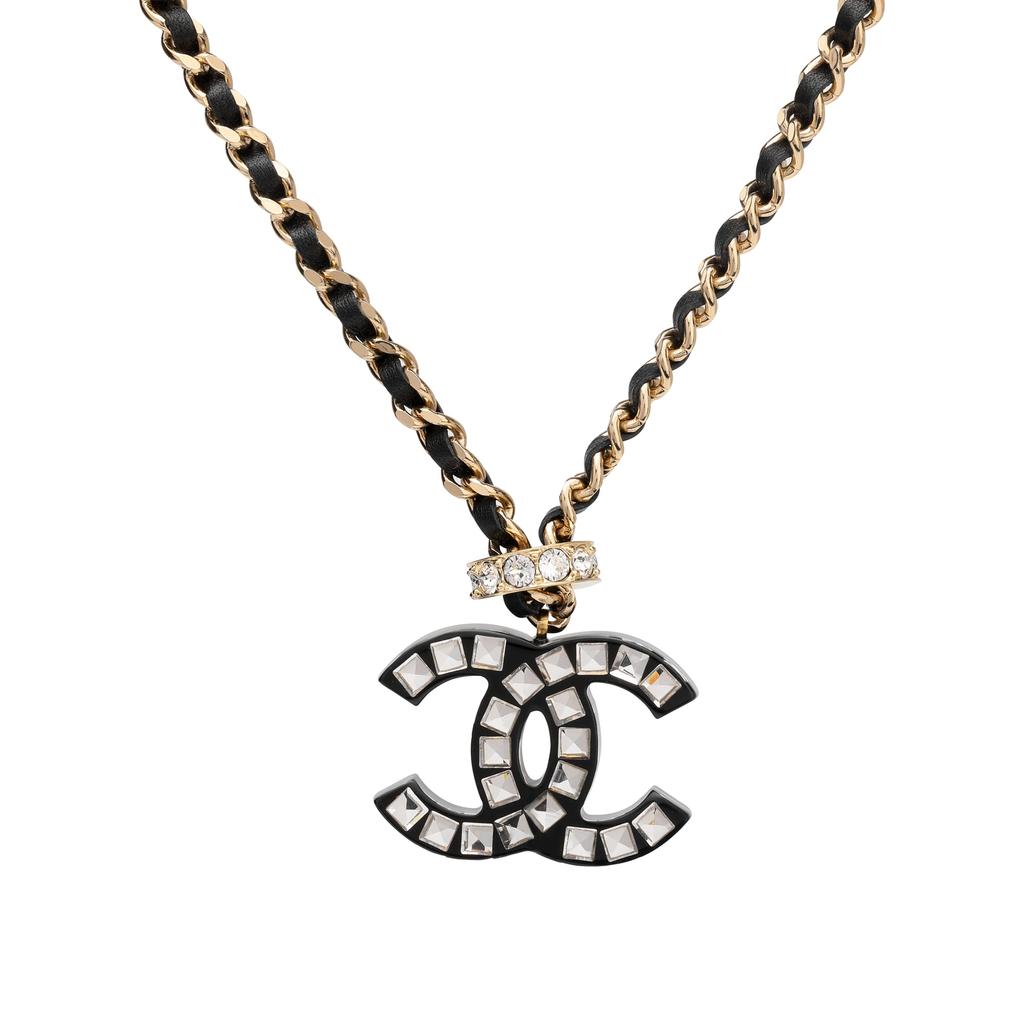 Chanel Double C Rhinestone Necklaces Women's Gold ABA117-B10002-NM108