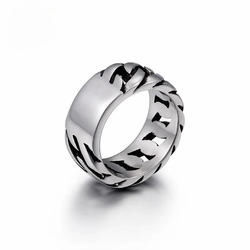 Cuban Link Chain Ring Men s Size Stainless Steel High Polished Anillos 10mm Chain Link Finger Rings Trendy Jewelry 8