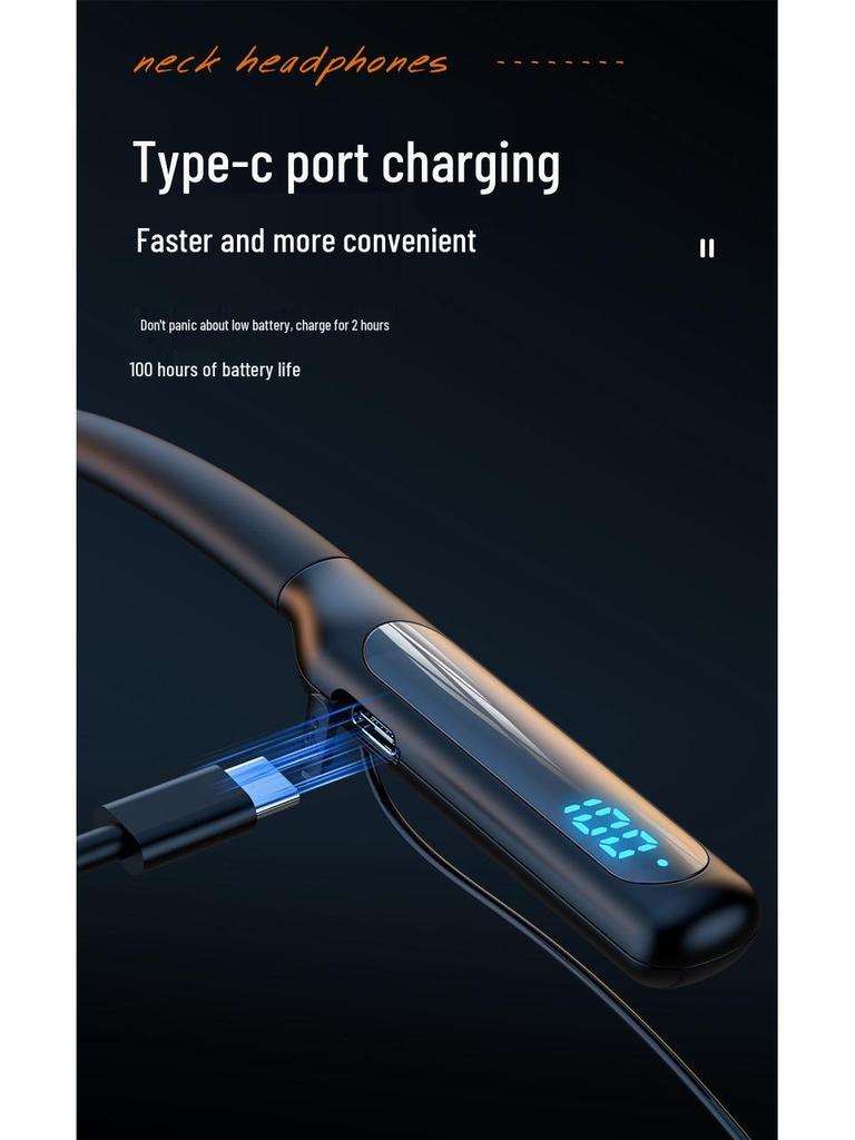 Cross-Border Sports Bluetooth Earphones: In-ear, Neck-Hanging, Heavy Bass, Long Battery Life