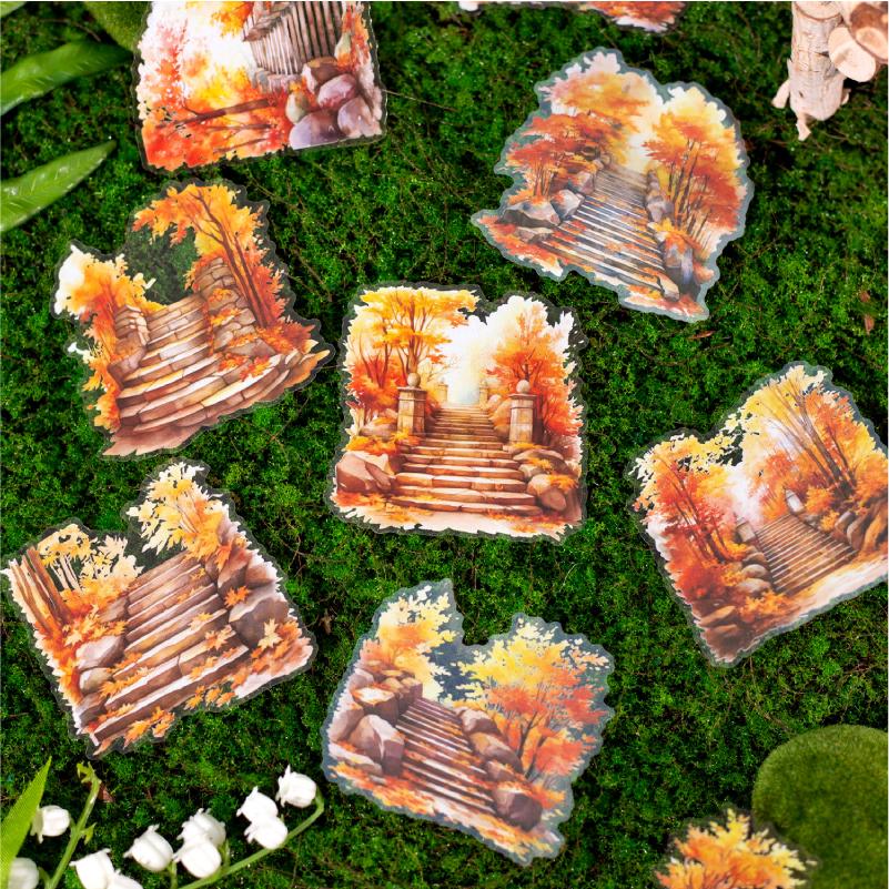 10 Blatt/Beutel Naturpfad Serie Pfad Landschaftsgestaltung PET Sticker DIY Material Dekorative Sticker für Handyhülle Tagebuch Tasse