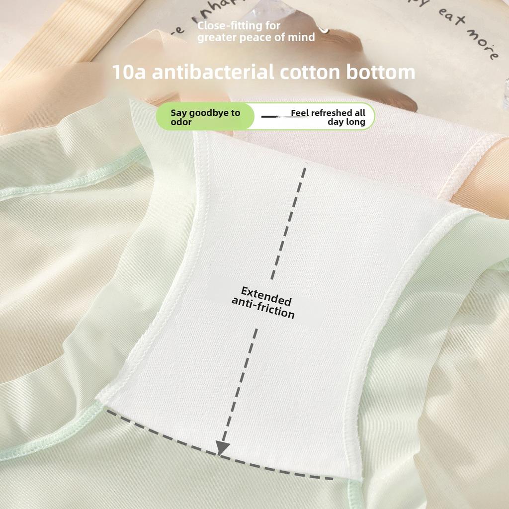 Plus Size Women's Summer Thin Cotton Breathable Non Trace Antibacterial Ice Silk Briefs