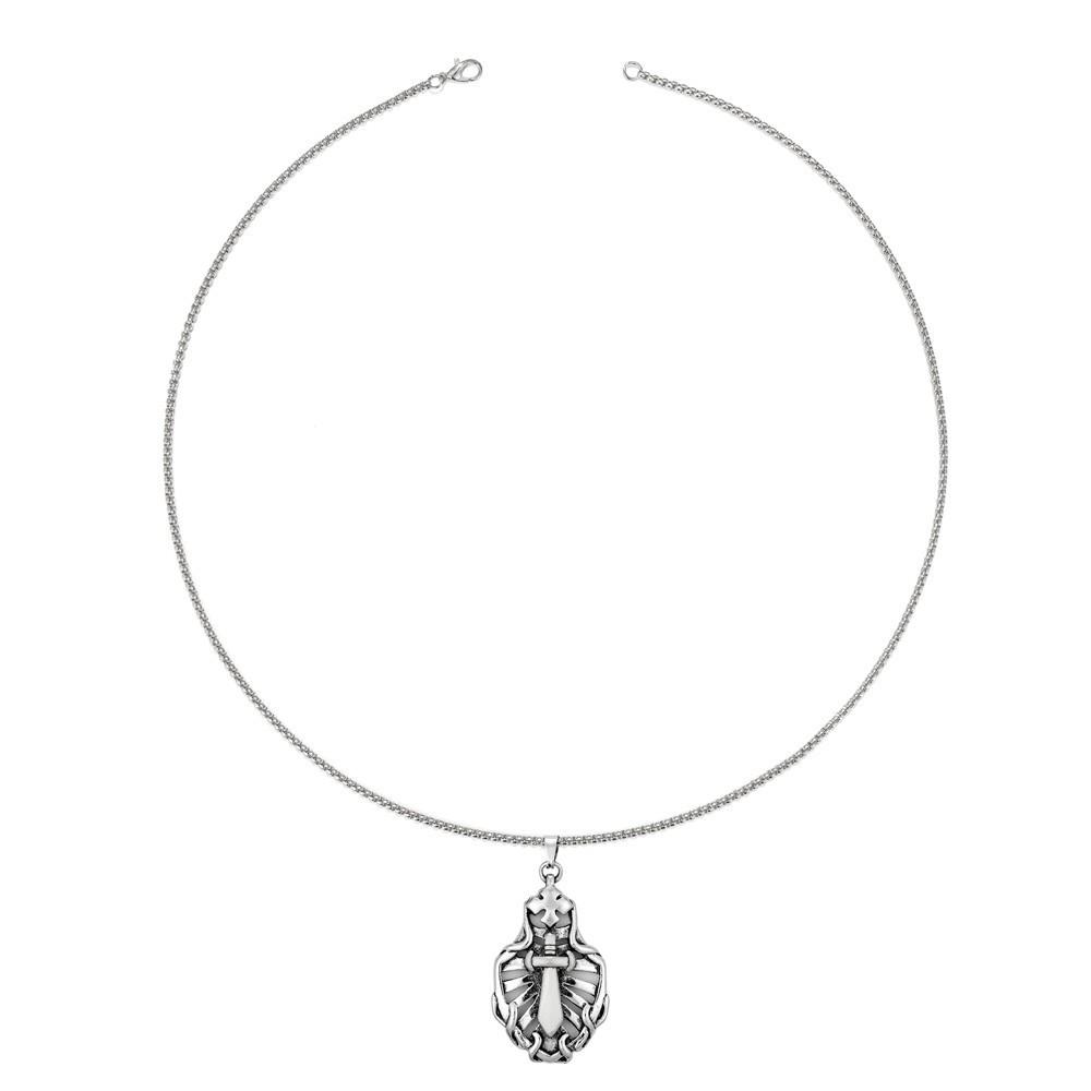 Pendentif Collier Croix d'Épée Creuse pour Homme Punk Rock Rétro Vieux Bijoux