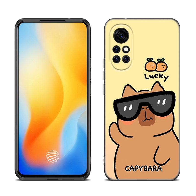 

Милый мультяшный капибара черный чехол для телефона Huawei Nova 8 9 10 SE 11 Ultra 12 Pro 7i 8i 11i 11E Y70 Plus Y60 Y61 Y71 Y90 Y91 Huawei Nova 10 SE