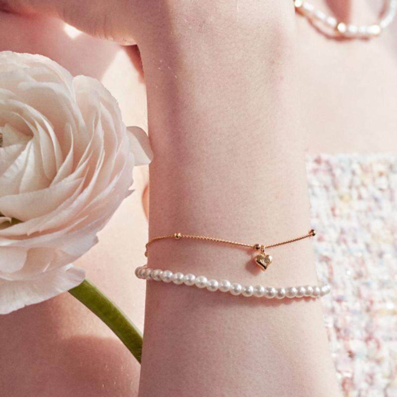 engbrox Fia Heart Pearl Layered Bracelet