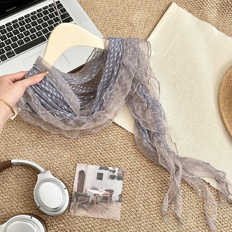 Silk scarf new versatile neck protection scarf irregular lace lace scarf scarf shawl triangle scarf waist tie