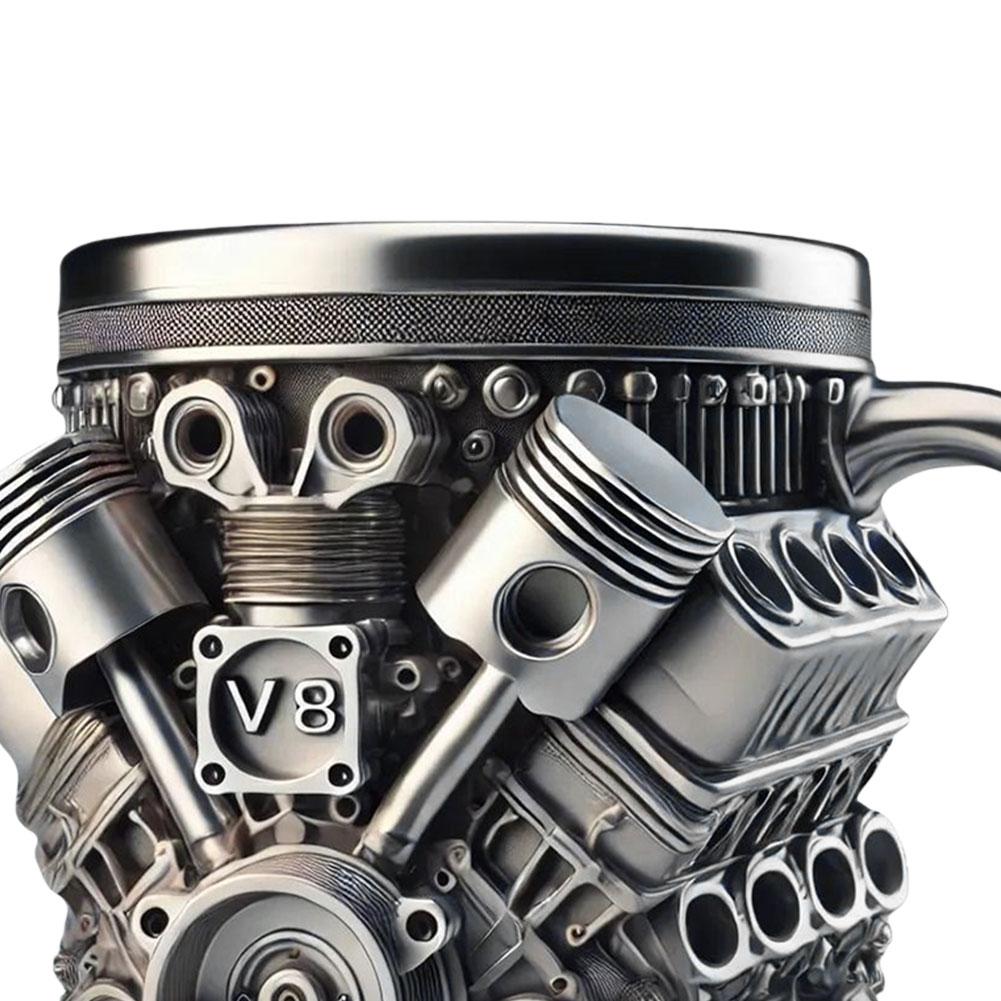 1/2 Piezas Taza de Café con Diseño de Motor de Coche 3D Taza de Acero Inoxidable y Resina Tazas de Cerveza Accesorios Divertidos para Beber Para el Hogar y la Oficina Bar