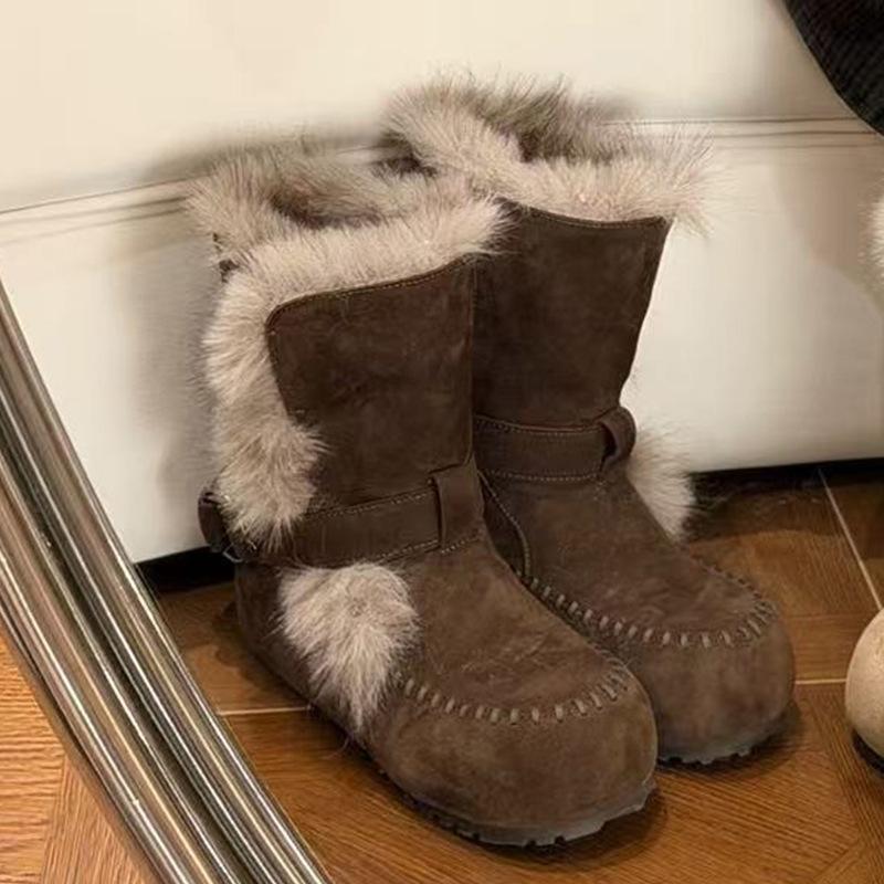 

Women s Large Size Soft Elastic Winter Warm Cold Padded Snow Boots Non-slip Wear Outdoor Casual Sneakers Cotton Boots 40 коричневий