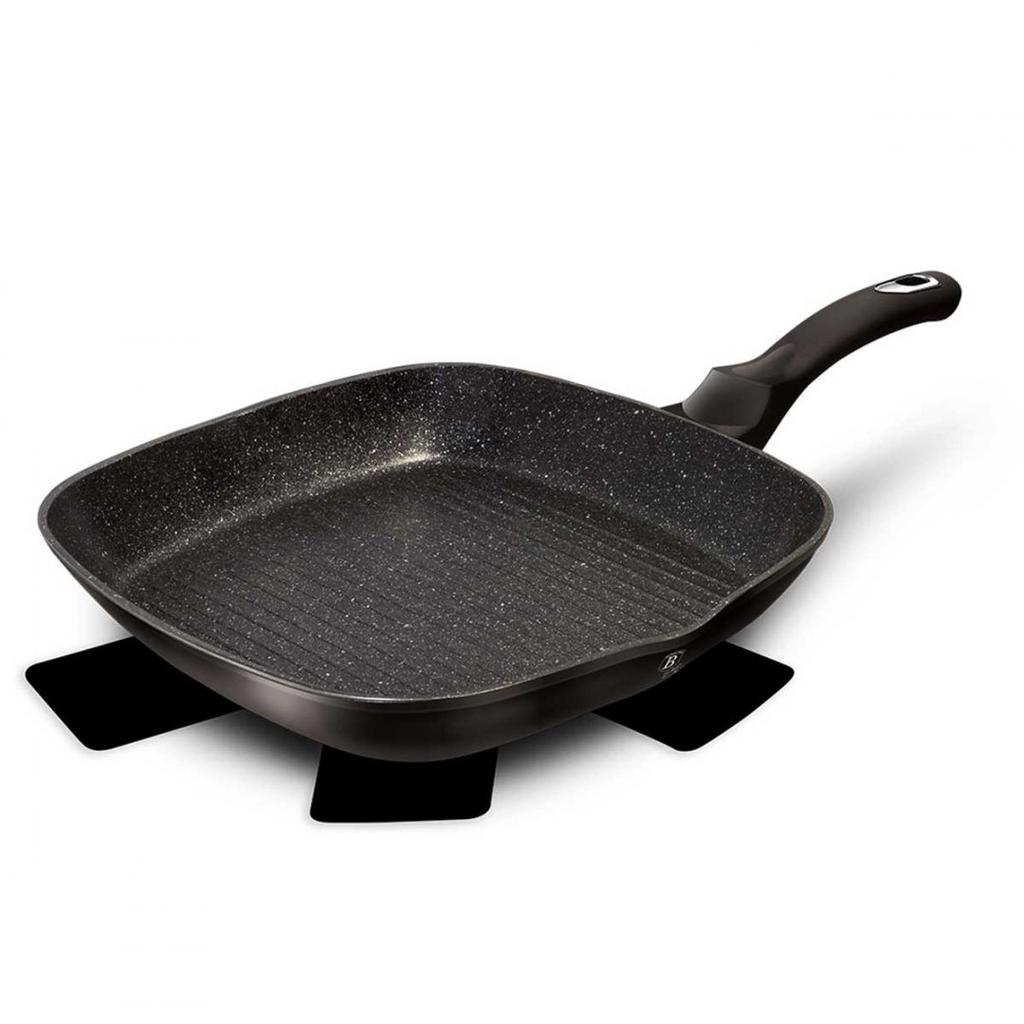 GRANITE GRILL PAN 28 Cm BERLINGER HAUS BH-1846 BLACK SILVER