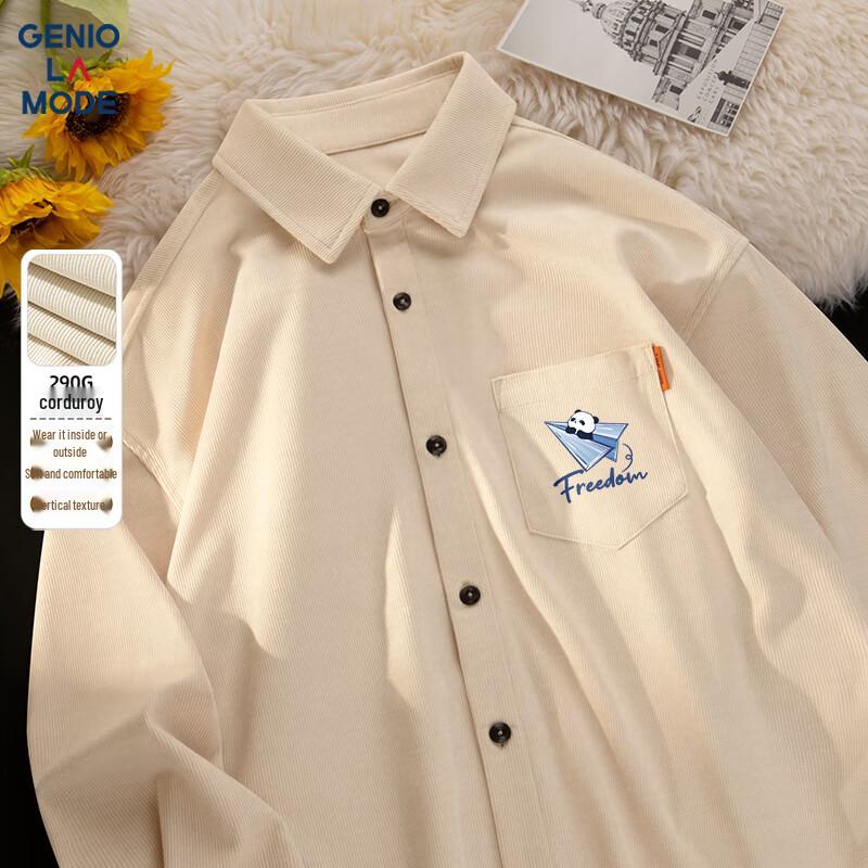 GENIOLAMODE Men s Corduroy Long-Sleeve Shirt XL