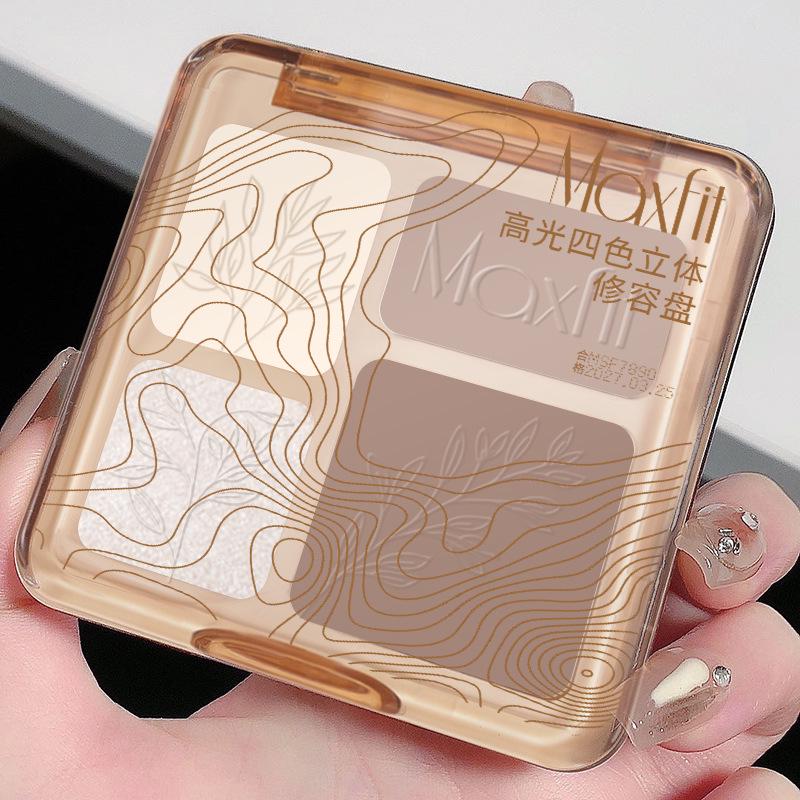 Meishifei Four-Color Matte Contour and Highlight Palette – Natural, Skin-Friendly Concealer.