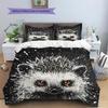 Black Hedgehog Pattern Bedding Home Decoration Birthday Gift (1 * Duvet Cover + 2 * Pillowcase, Without Core)