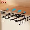 WV Kitchen Under Cupboard Hanging Organizer Rack with Hook Paper Towel Rags Hanger Cutting Board Pot Cover Holder Storage Shelf