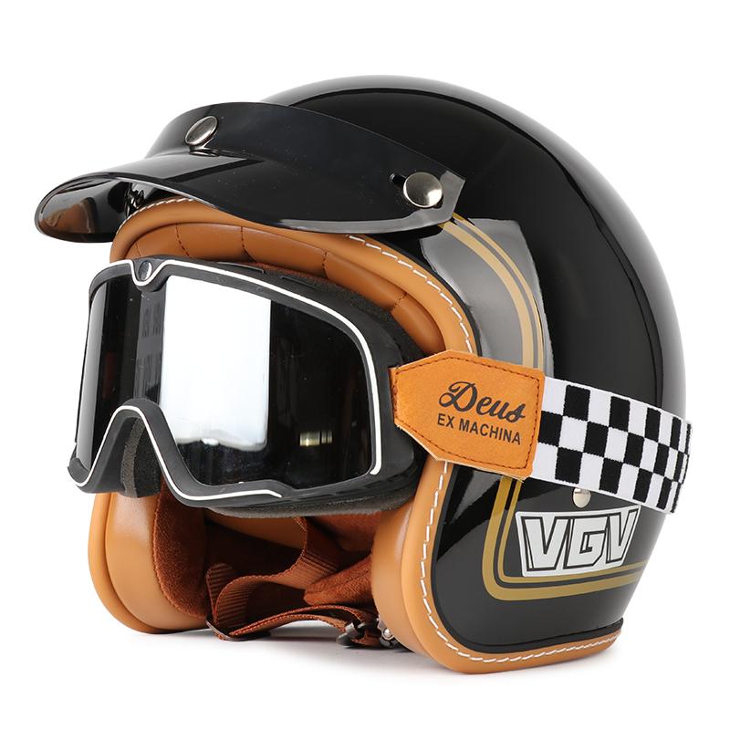 Retro helmet, four season cruising motorcycle, half helmet, men's and women's bubble mirror, electric bike safety helmet