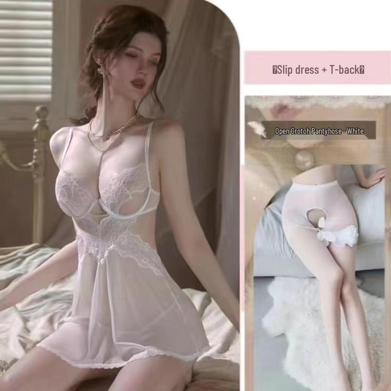 Elegant Lace Push-Up Sleep Dress: Enhances Small Chest