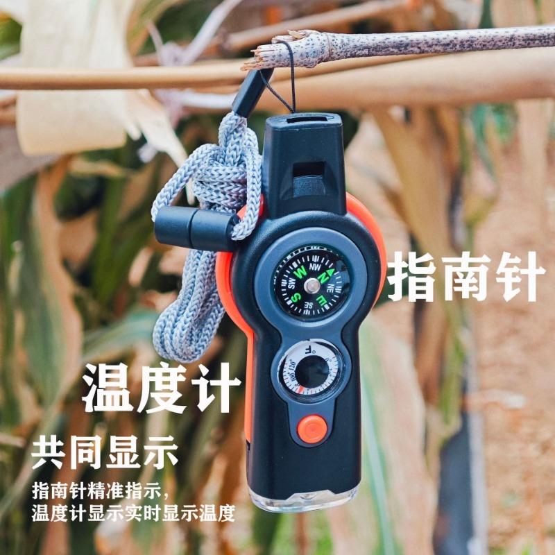 In 1 Outdoor Survival Tool Led Light Compass Whistle Thermometer For Camping