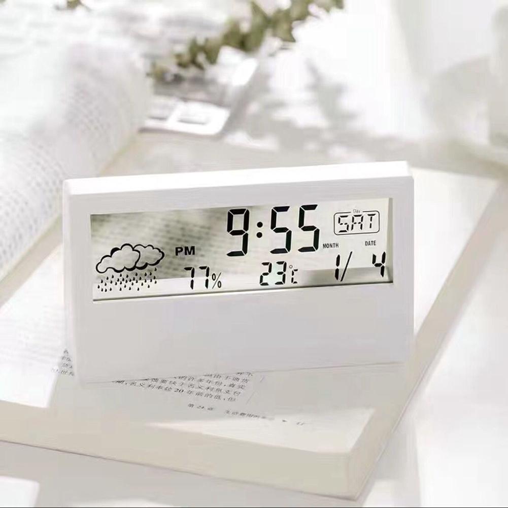1PC Thermo-Hygrometer Clock Creative Weather Display Electronic Alarm CLock Desktop Table Decor For Living Room Bedroom