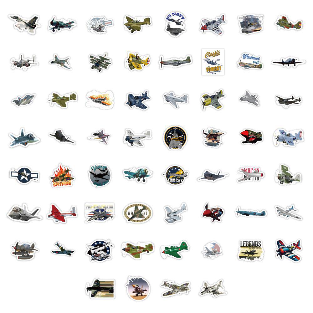 60 Q-Version Fighter Jet Stickers: Waterproof for Phone Cases, Laptops, iPads, Planners, and DIY Projects